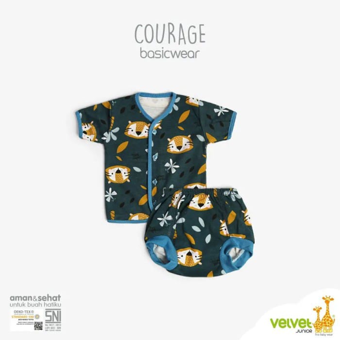 Velvet Setelan Courage Basic Wear Pendek Baby Celana Pop NB