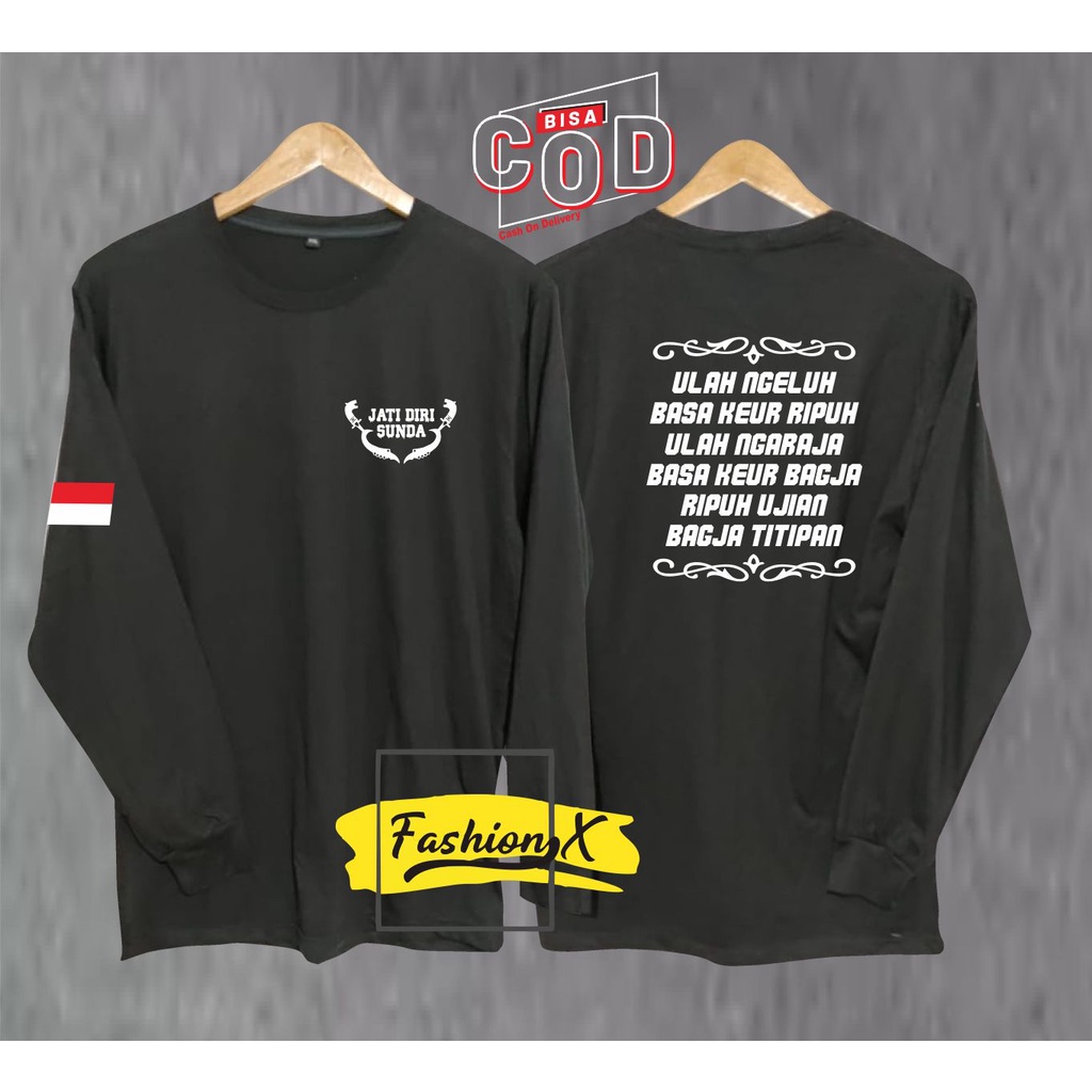 Kaos Pria Distro Lengan Panjang Keren Jati Diri Sunda Bandung Original Murah/Baju Oblong Katun 30s/ 