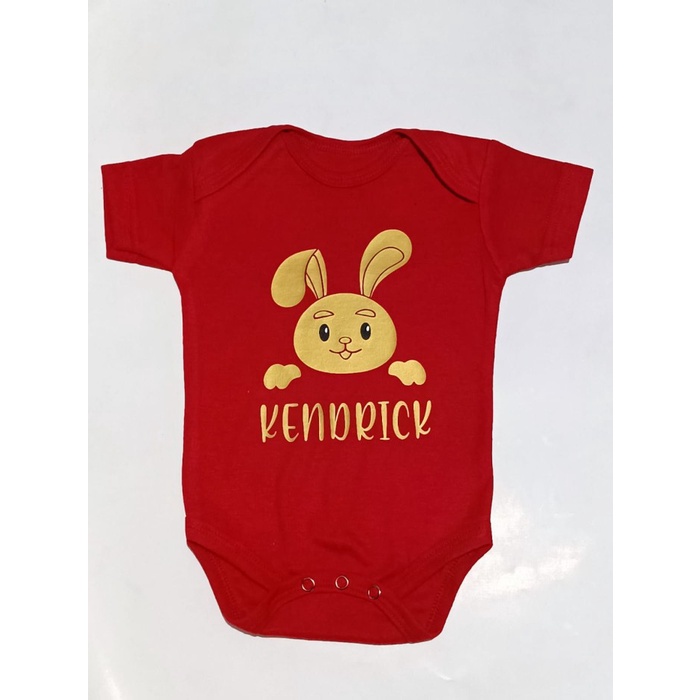 Baju Bayi Shio Kelinci Rabbit Custom Nama Jumper Merah Lucu Newborn