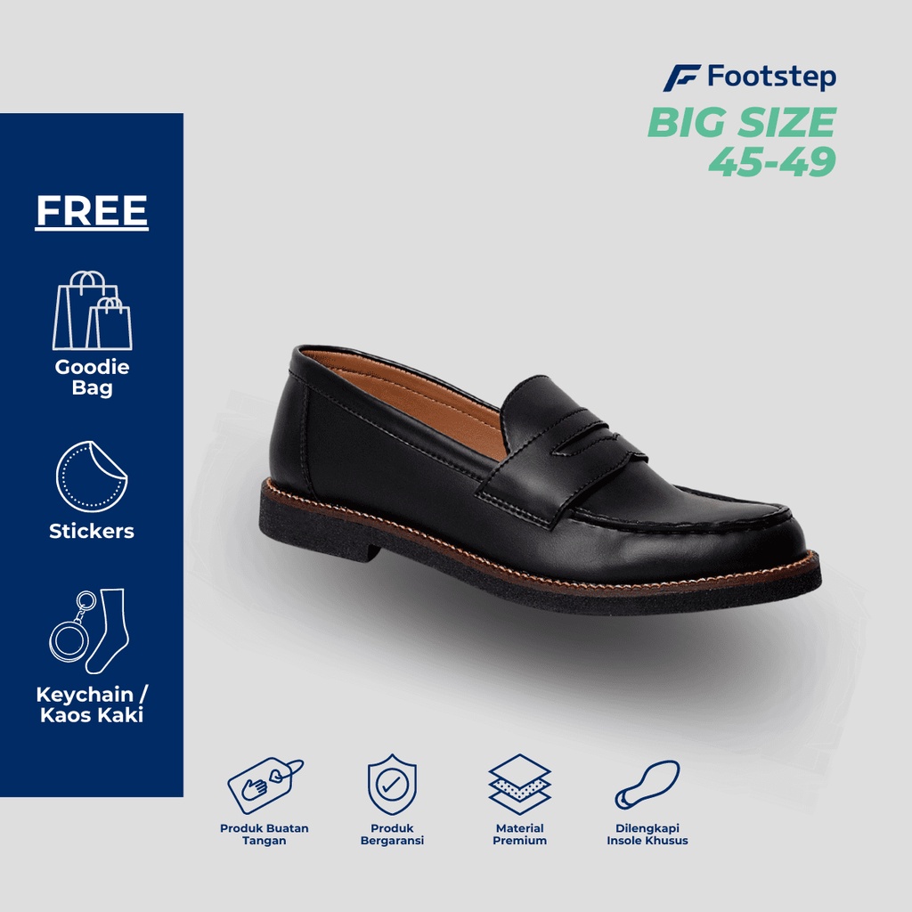 Sepatu Pria Formal Casual Big Size Jumbo - Footstep Footwear Wirken Loafers Black