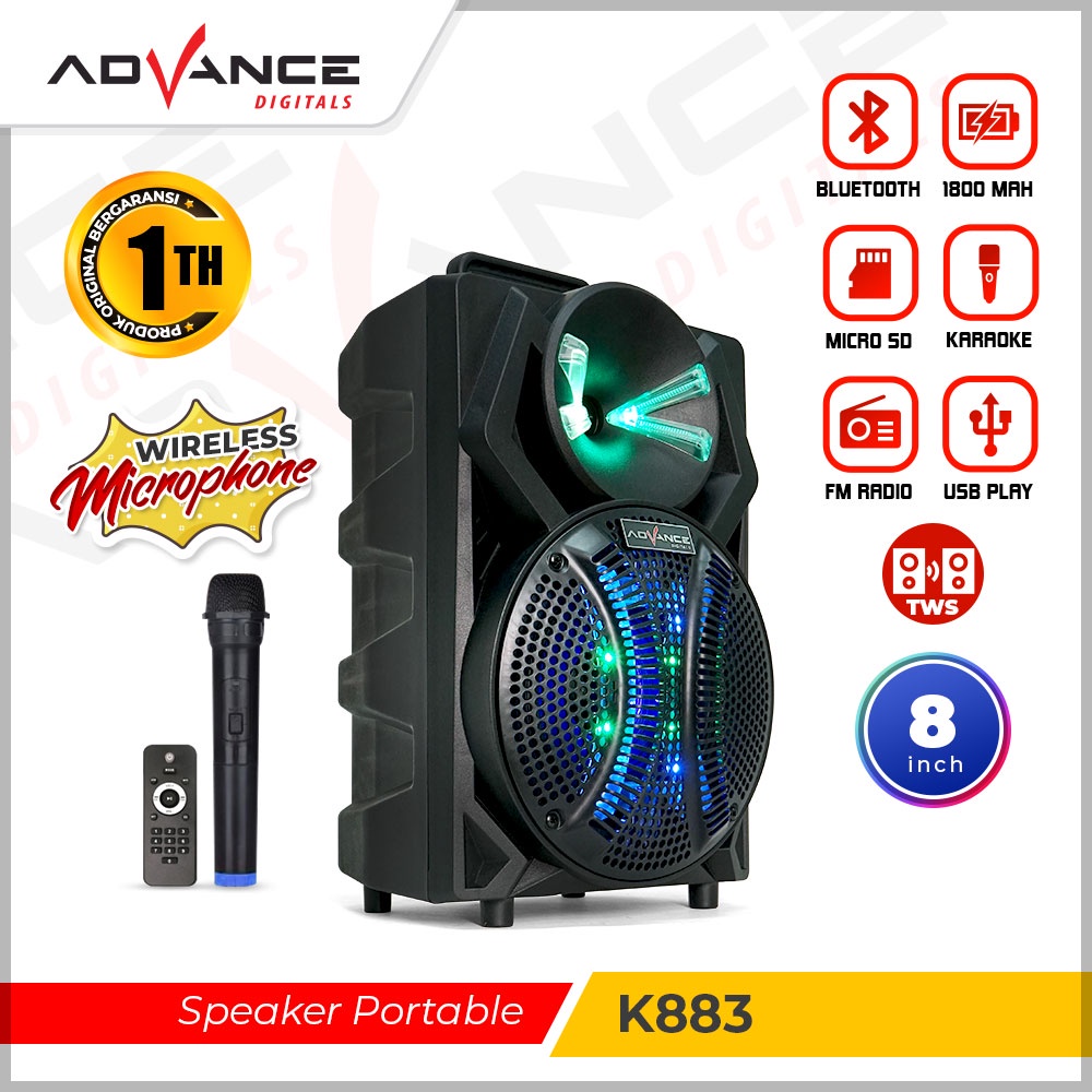 Advance Speaker Meeting Portable Bluetooth 8&quot; Inch Free Mic Wireless K 883 / Speaker Active