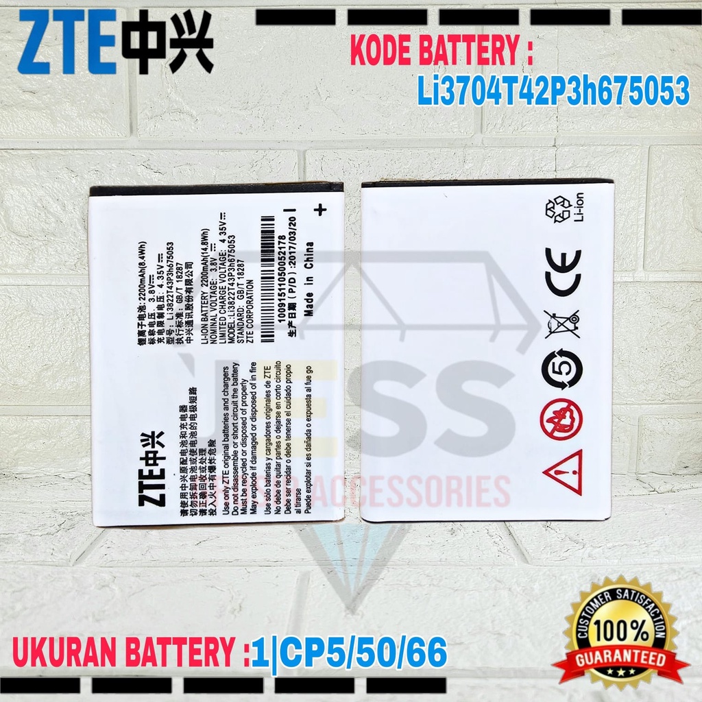 Baterai Original ZTE Blade Q Lux 4G LTE - A430 - BOLT PowerPhone E1 Kode Battery Li3704T42P3h675053 &amp; Li3822t42p3h675053