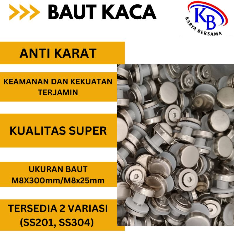 Baut Penjepit Kaca Railing Tangga Stainless/Baut Pengait Kaca Railing Tangga Stainless