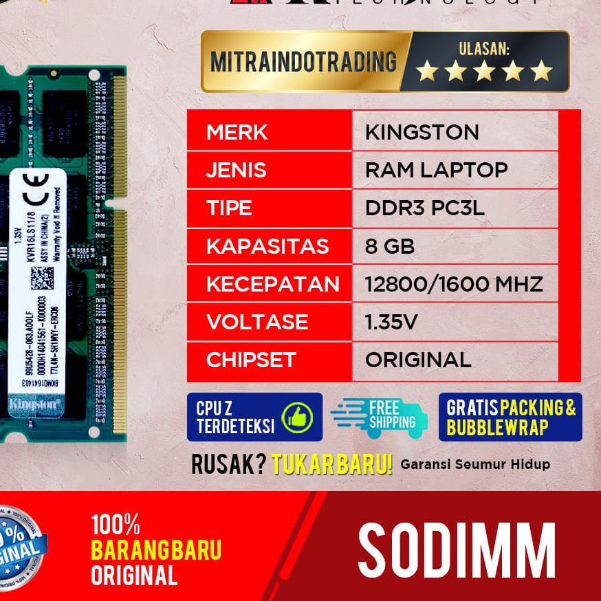 ● RAM KINGSTON SODIMM DDR3L 8GB PC  ➶