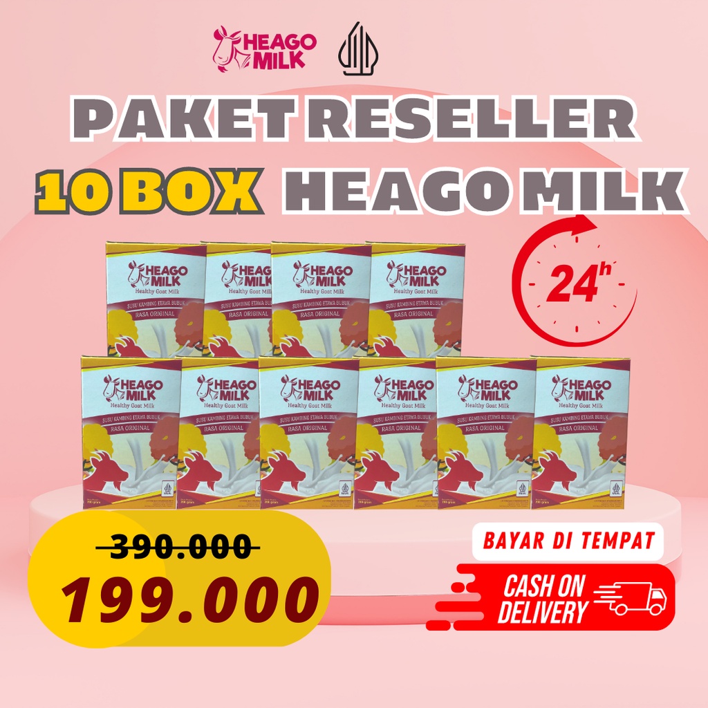

Paket Reseller 10 Box Susu Kambing Etawa Bubuk HeaGo Milk 200 gram