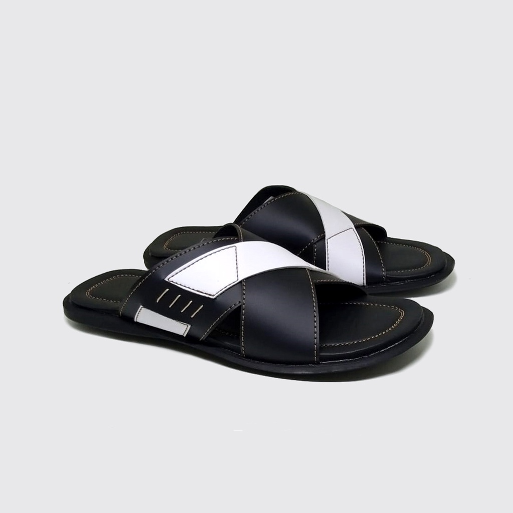 ARDOLPH X ZAGIB | Sandal Pria White Big Size Slide Flat / Sendal Selop Cowok Ukuran Besar Jumbo 44-45-46-47-48