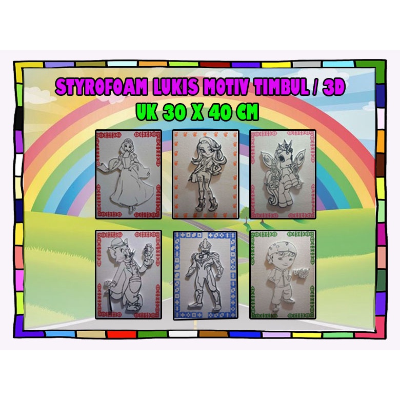 

Styrofoam/sterofom/styrofoam lukis mewarnai motiv 3 dimensi