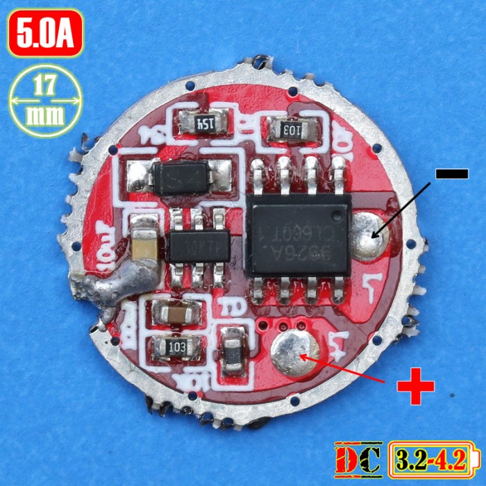 Bisa COD High Drain 17mm Driver Senter 5A Led 17W Cree XML3 SST40 CSLPM1 5 Mode