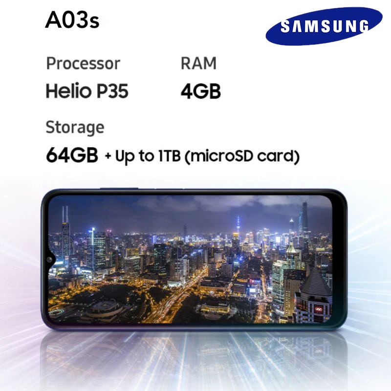 HP Samsung Galaxy A03s Ram 4/64GB Smartphone 4G LET 6.5 inches Dual SIM 13MP+5MP Handphone Indonesia