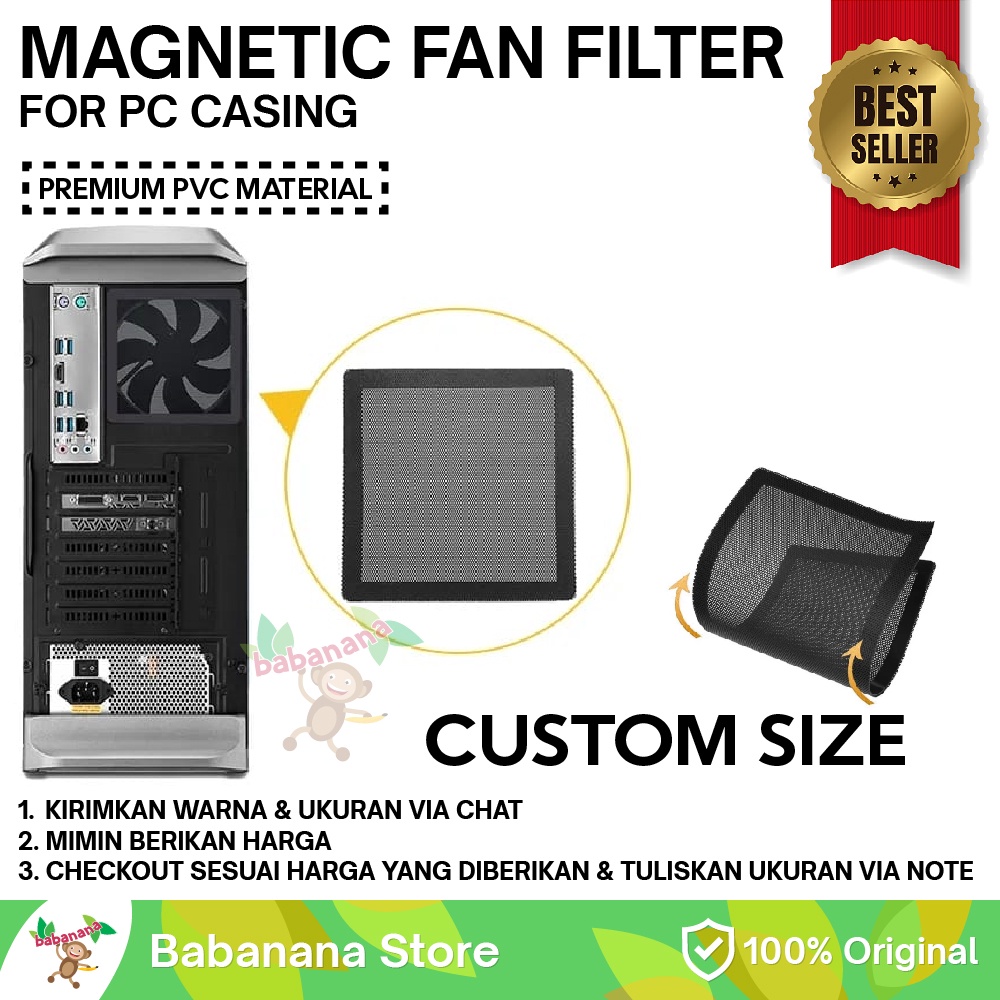 Custom Magnetic Pc Fan Dust Filter Debu Kipas Magnet Casing DIY