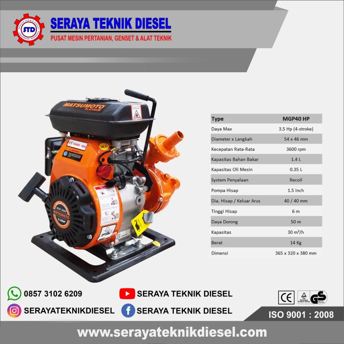 POMPA PEMADAM JINJING 1.5 INCH 4TAK MATSUMOTO MGP40HP