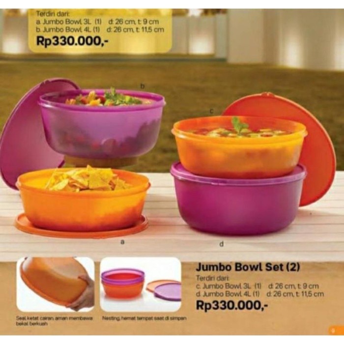 Terlaris Tupperware Jumbo Bowl Set 2Pcs Promo