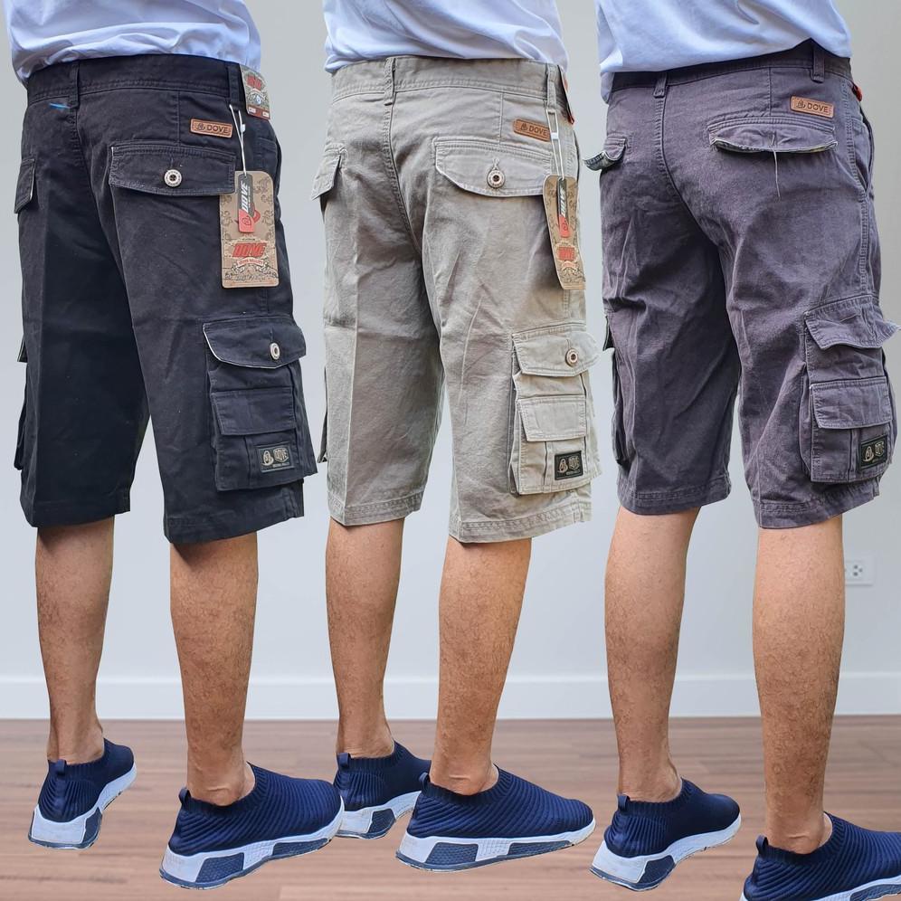Celana Cargo Pendek Pria Kimpul Cowok Dewasa Distro Casual Hitam Abu Mocca Cream Merk Dove Choice Ba