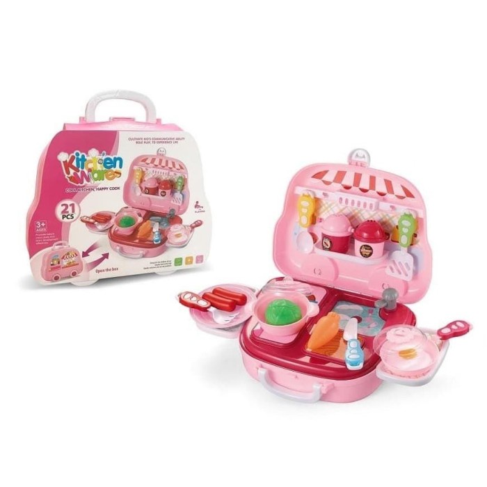 mainan anak  Mainan Anak Kitchen Ware Set Koper - Mainan Masak-Masakan Anak Kecil - Tanpa Bubble(E1Y