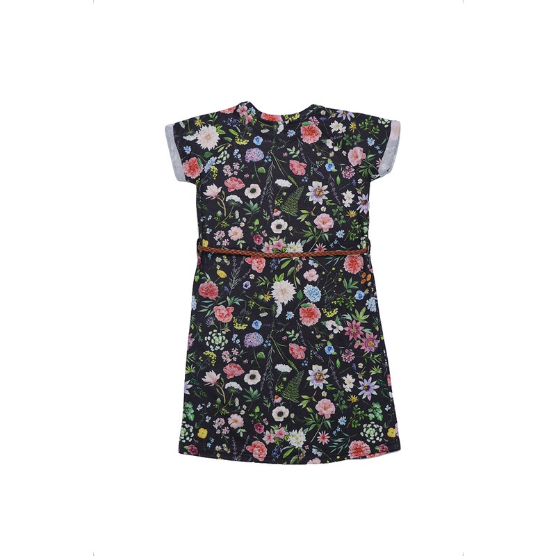 Justice Floral Dress with Belt Black - Dress Anak Perempuan