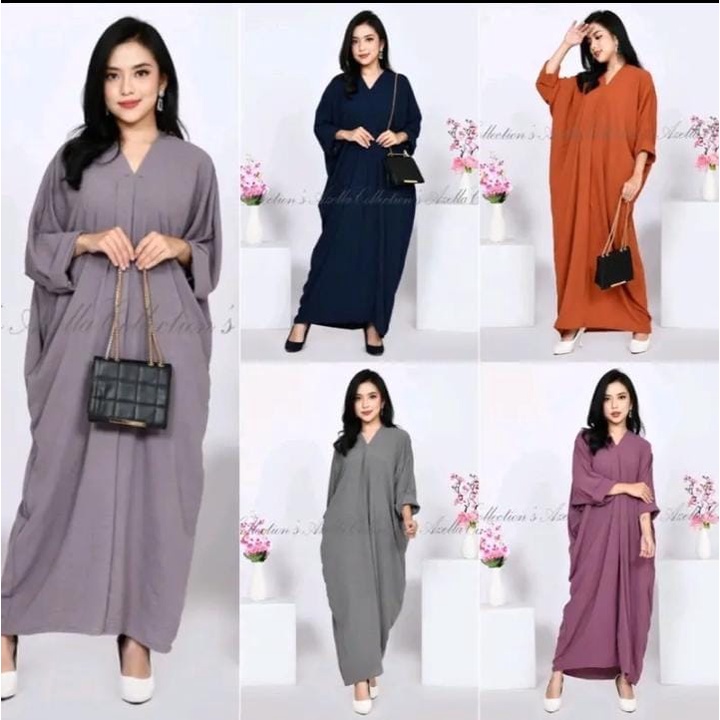 Nagita Long Dress Crinkle Airflow Kaftan Atasan Wanita Kekinian Mak BB 85KG