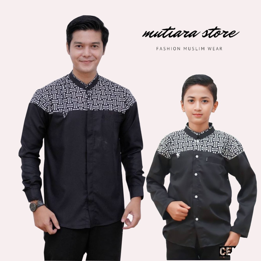 Baju Koko Coupel  Lengan Panjang Motif Falcon Ayah Dan Anak