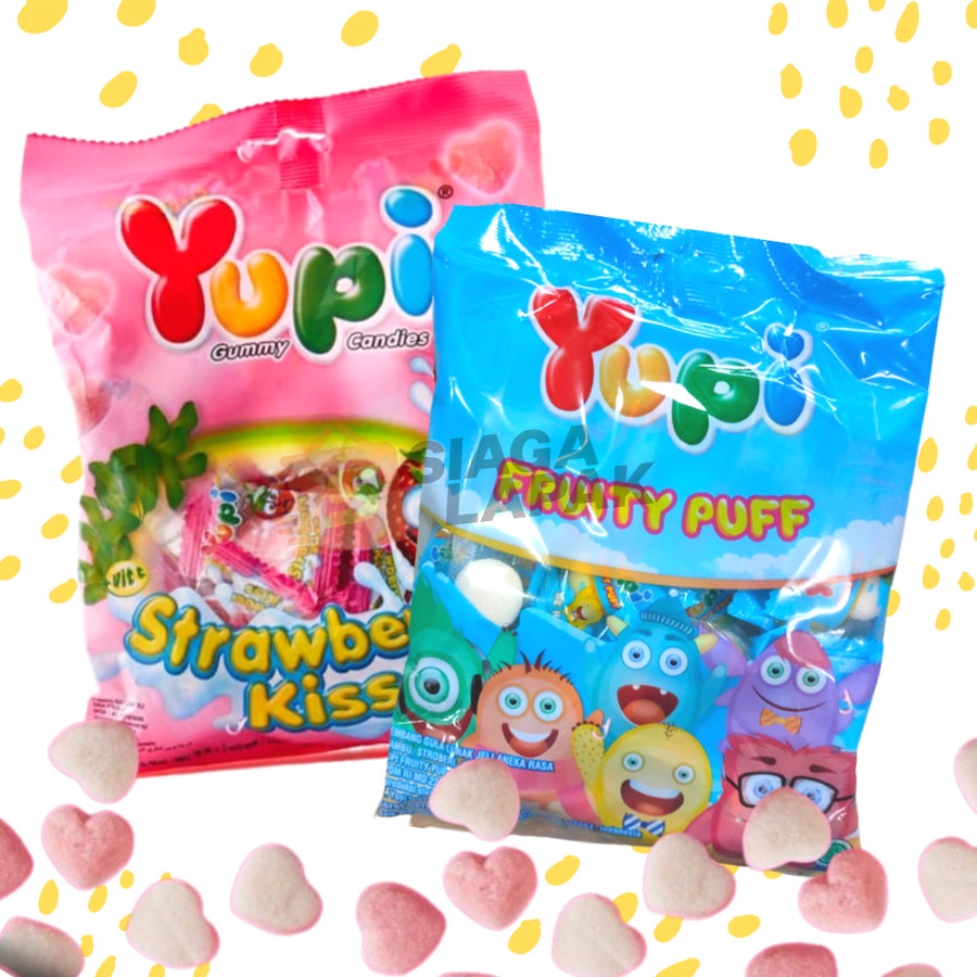 Permen Yupi Sak 120gr Strawberry Kiss Fruity Puff