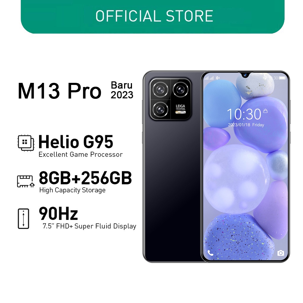 【Bisa COD】Baru Galaxy M13 Pro Handphone Asli 7.5Inci 12GB RAM+512GB ROM HD Kamera Dual SIM Dual 5G WiFi Smartphone Siswa Belajar Ponsel dual card dual standby gaming phone hp murah