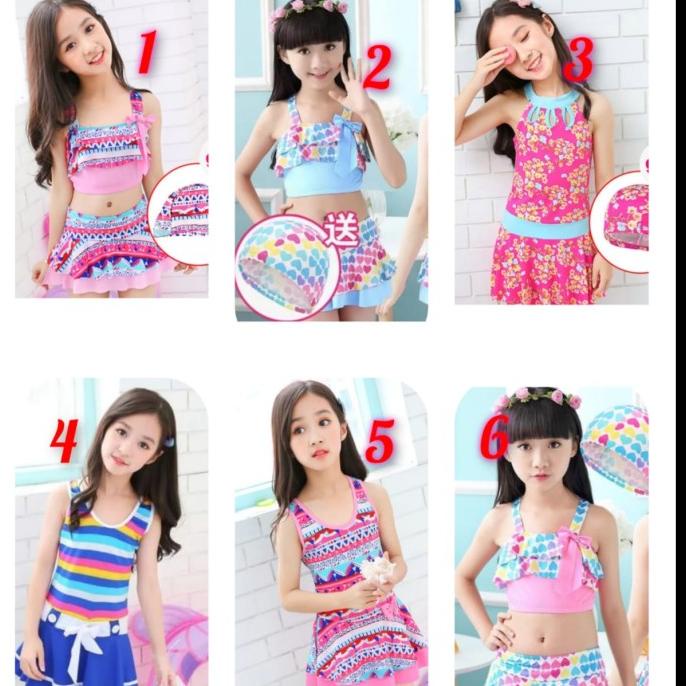 baju renang diving anak cewek motif usia 5-14 tahun