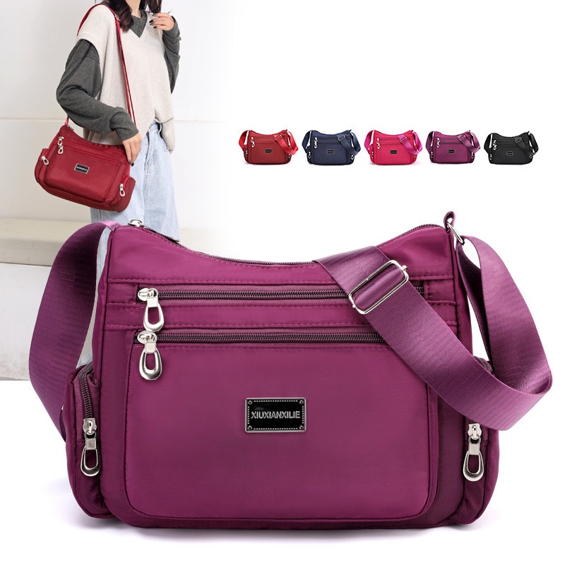 ONLYONE12 Tas Selempang Bahu / Tas Kerja Wanita / Tas Selempang Wanita Nylon Waterproof Import / Shoulder Bag / Sling Bag Besar Muat Banyak Barang / Diaper Bag TW003