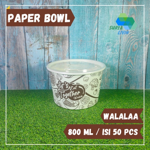 Best Seller Paper Bowl / Rice Bowl / Mangkok Nasi Kertas 800 Ml + Tutup Mangkok