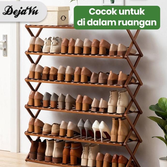 Dejavu Rak Sepatu Susun Kayu Lipat Tempat Sepatu Minimalis HRS202 MURAH