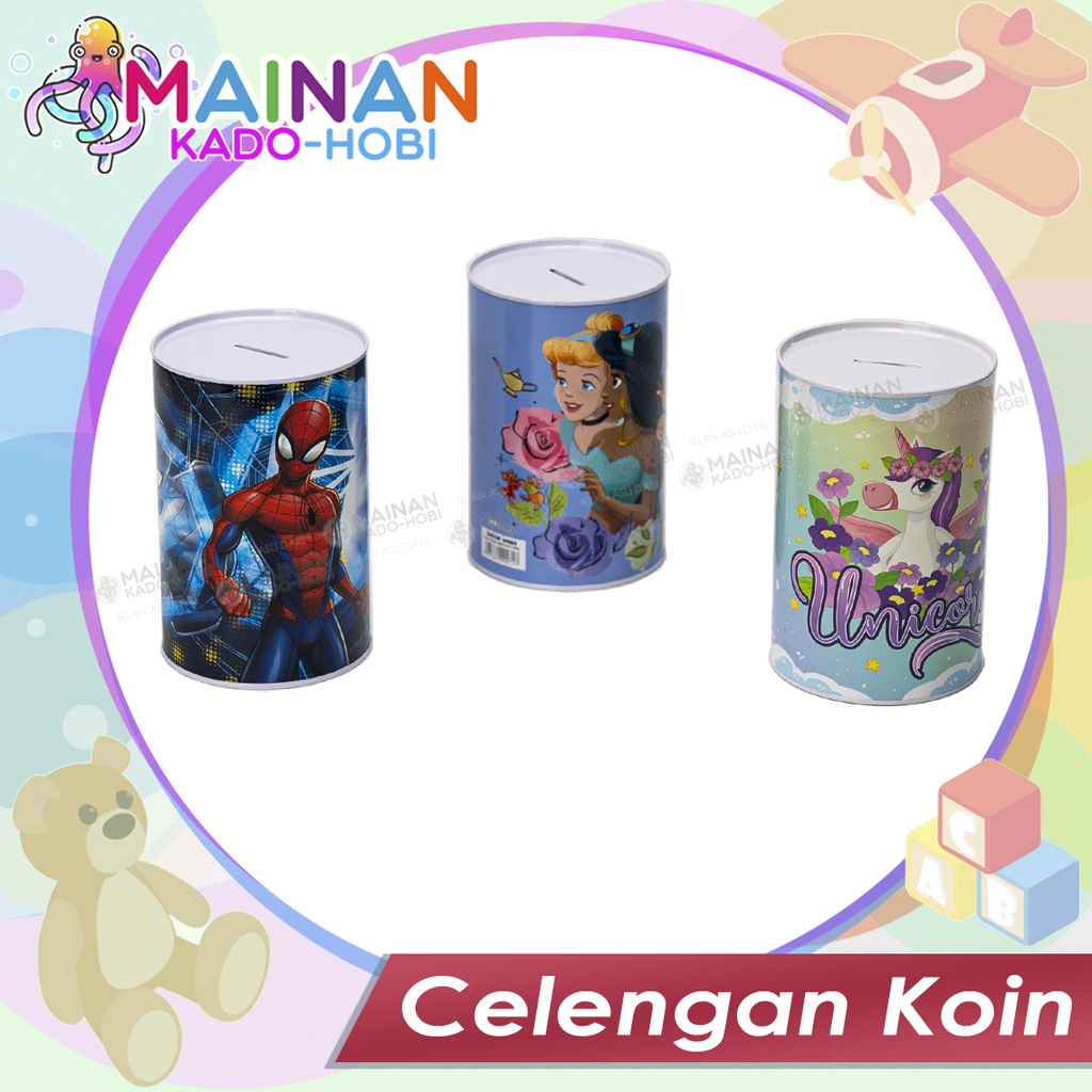 HOBI MENABUNG CELENGAN KALENG ANAK MOTIF KARAKTER KARTUN SUPERHERO