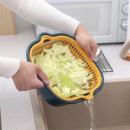 GP [KECIL] Baskom pencuci atau Pengering Sayuran Buah Saringan Multifungsi Peniris Air / Wadah Peniris Cuci Sayur Buah