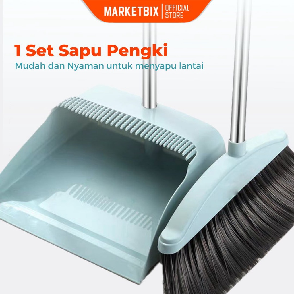 Broom Set Dustpan/ Set Sapu Pengki Alat Pembersih/ Sapu Lantai Pengki Set Dengan Serok Rambut