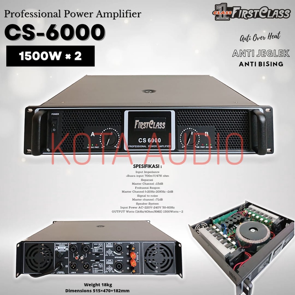 power amplifier firstclass cs6000 / cs 6000 / cs-6000 1500w x2 garansi