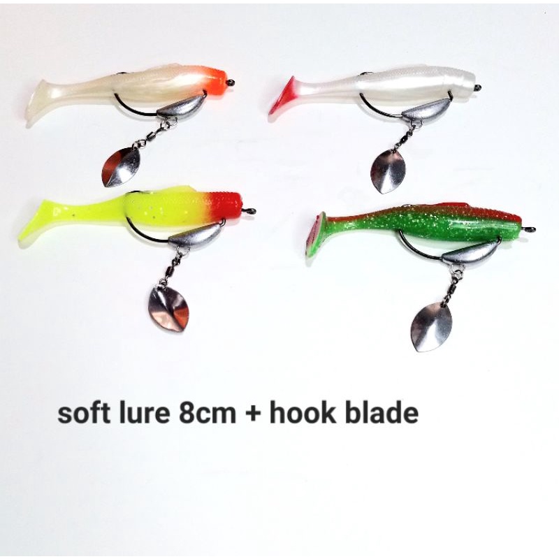 Soft lure 8 cm + Hook blade bigos lure