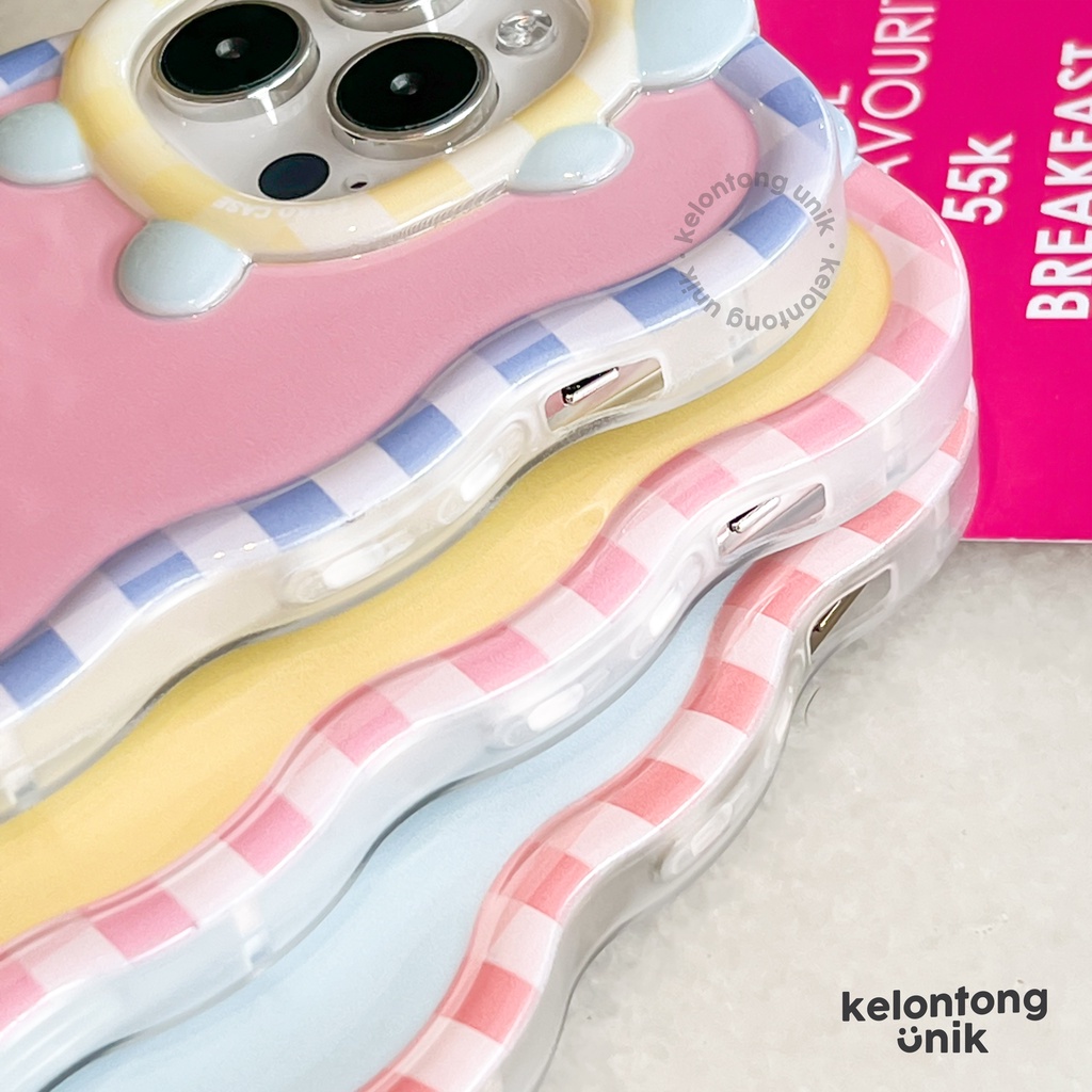 For iPhone - Pastel 3D Little Monster Wavy Case/ Curly Edge Soft Case