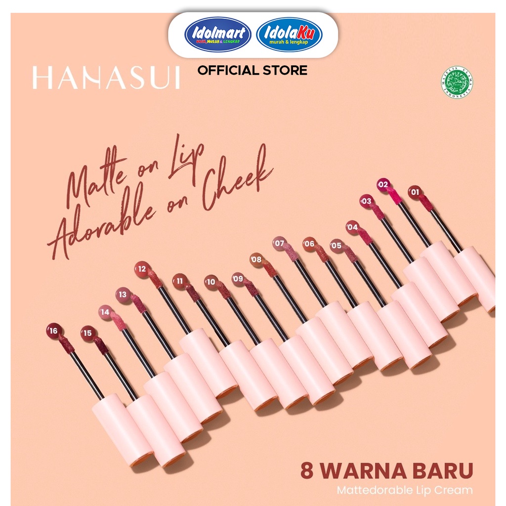 IDOLAKU Hanasui Mattedorable Lip Cream | Matte Dorable LipCream Lipstick Cair Mate Hanasui