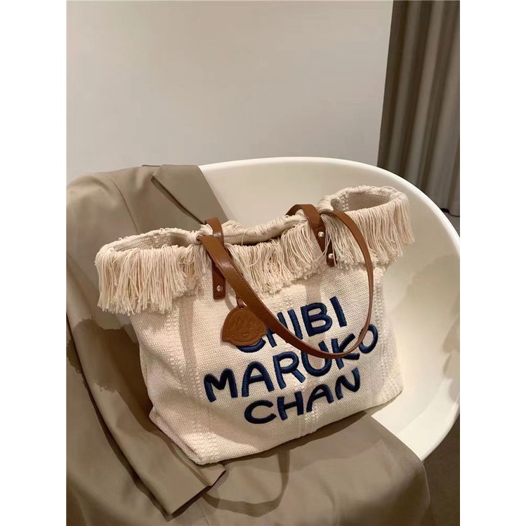 Sera Tas tote bag tas wanita tas besar kanvas besar tas bahu lettering korea