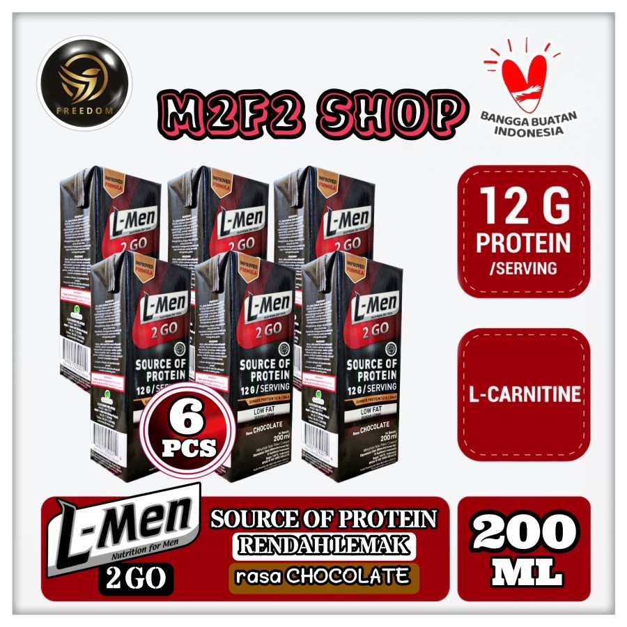 

L-Men High Protein 2 Go Low Fat Cokelat UHT Kotak - 200 ml (Kemasan 6 Pcs)