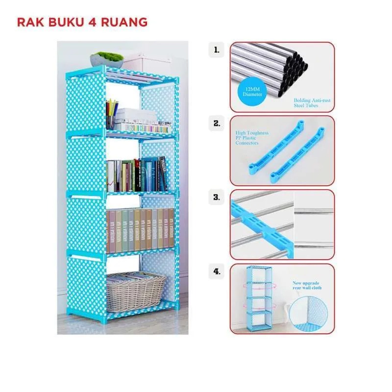 BEST SELLER Rak serbaguna rak buku portable MURAH lemari SEPATU multifungsi BAGUS 5 tingkat 4 susun kebutuhan Sehari hari thegreat88