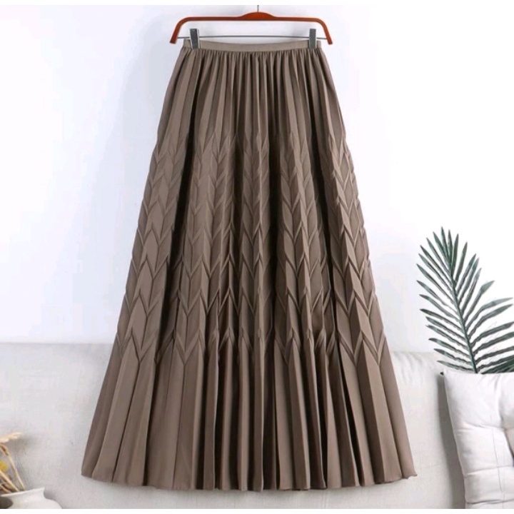 GS- ROK PLISKET KOMBI ZIGZAG/ ROK WANITA/ROK PLISKET PANJANG/ROK MUSLIM/ROK PLEATED/MAXY SKIRT