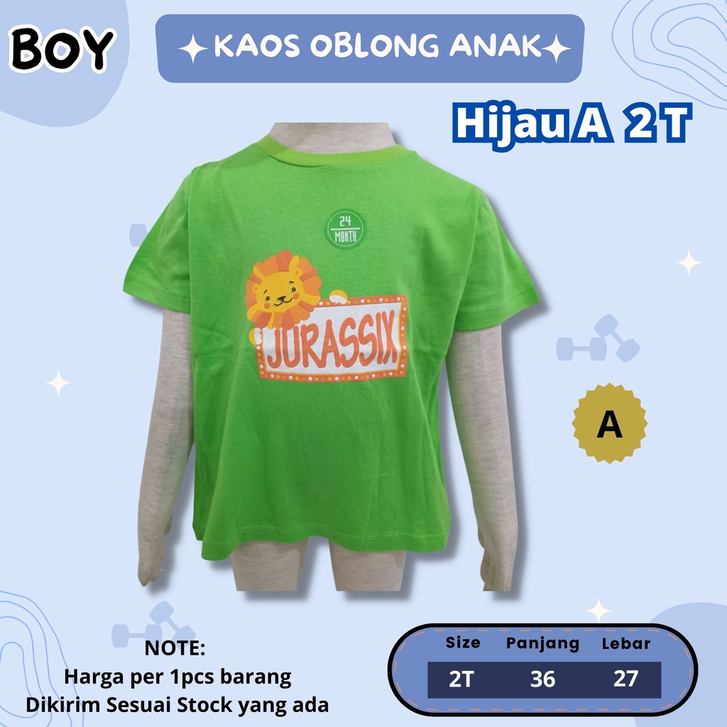 KAOS OBLONG Pendek Anak Cowok size 1 - 10 tahun adem pendek anak laki - laki boy katun motif lucu branded