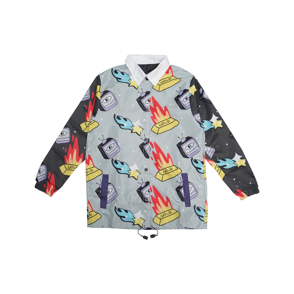 Heyho Jacket - Coach Jacket Fullprinted Gold Fire