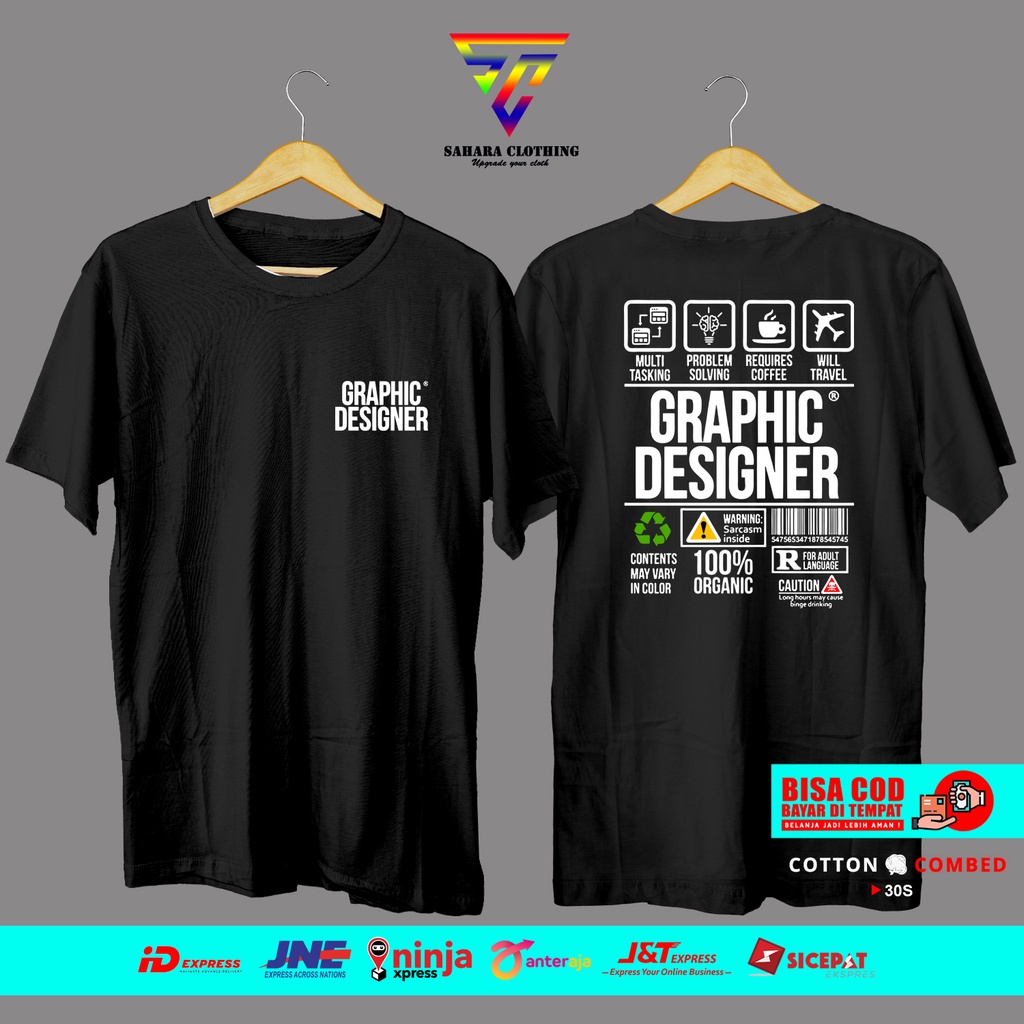 TERBARU !!! GRAPHIC DESIGNER DEPAN BELAKANG KAOS PRIA WANITA GRAPHIC DESIGNER DEPAN BELAKANG KAOS BA