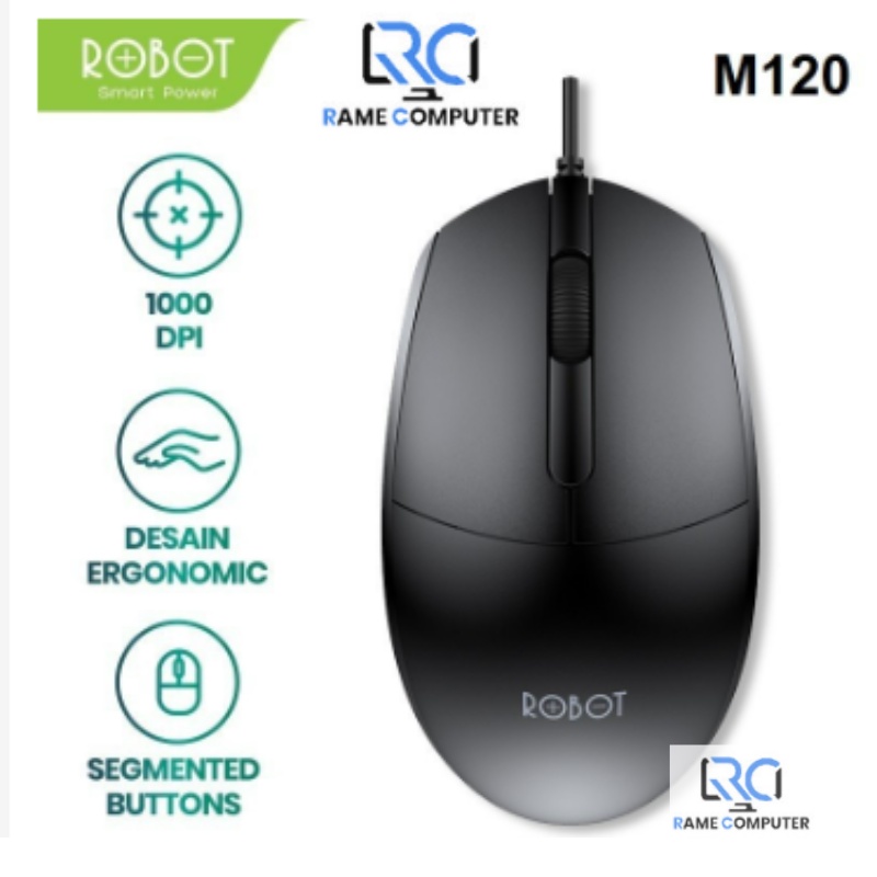 ROBOT Mouse Office Wired 1.5m USB 2.4GHz Optical 1600DPI M120 - ORIGINAL