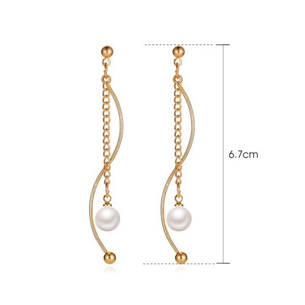 anting fashion mutiara long tassel pearl earrings jan314 (3G2)