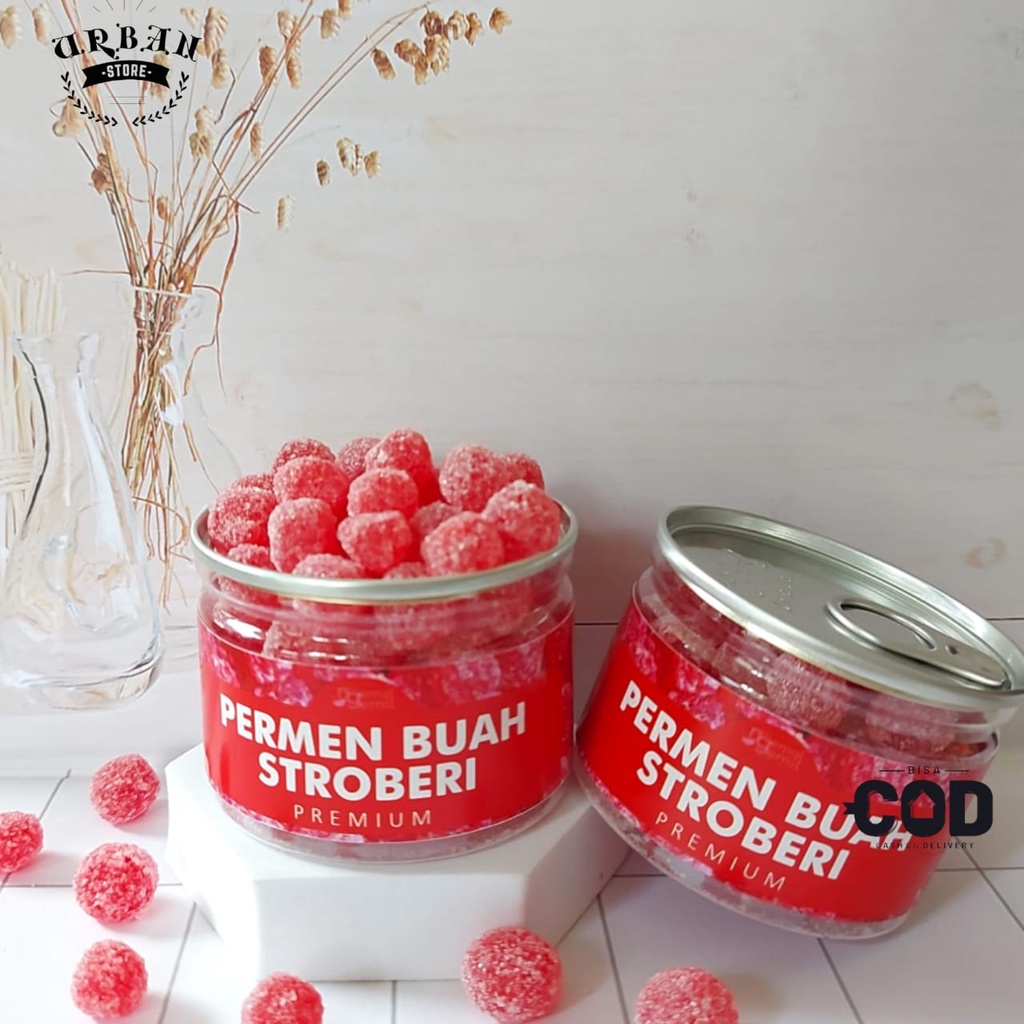 

Can - Permen Buah Stroberi Strawberry Candy Kualitas Premium