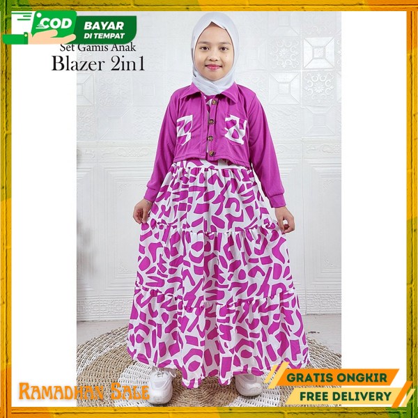 Gamis Satu Set Jilbab Baju Cewek Fashion Muslimah Kecil Lucu Polos Premium Setelan Terbaru Tanggung 