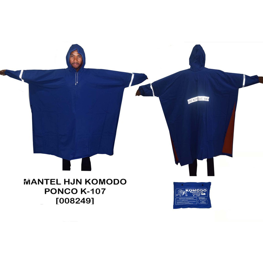 JAS HUJAN PONCO DEWASA ADA LENGAN ANTI REMBES BAHAN PC KOMODO K-107