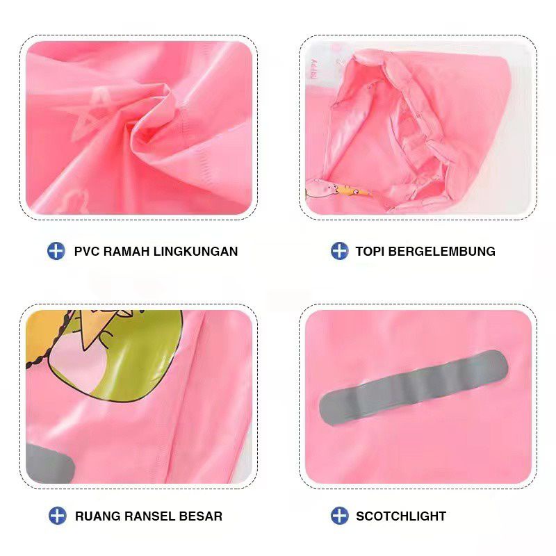 Jas Hujan Terusan Anak / Mantel Atas Motif Bunny &amp; Astronot Cute Ukuran Lengkap