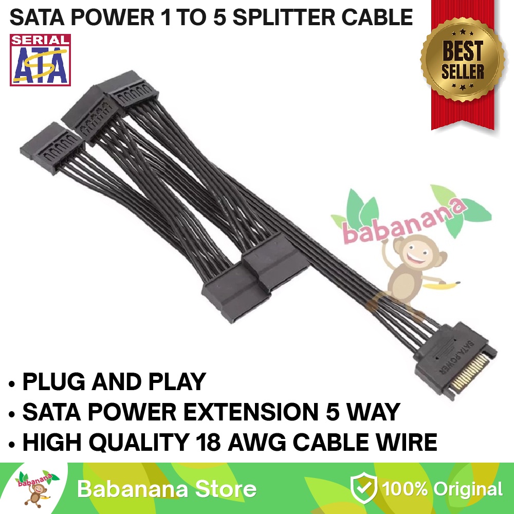 SATA 1 to 5 Splitter Cabang SSD HDD Extension Cable Kabel Power Hard Drive