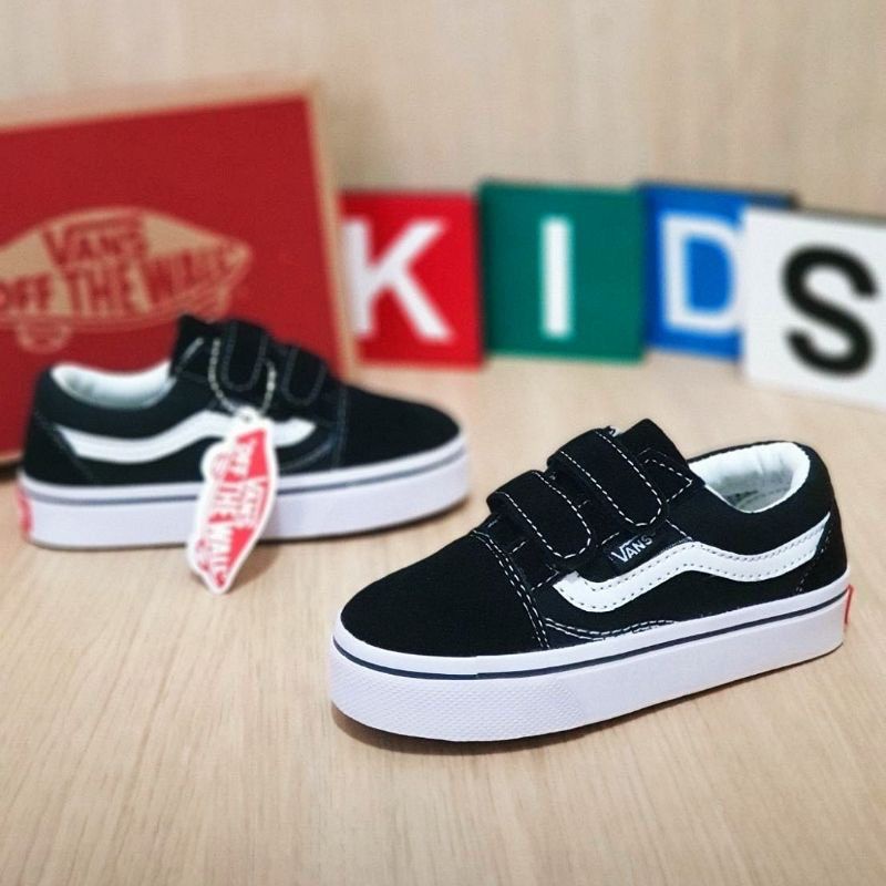 Sepatu Vans Anak Old Skool Hitam Velkro Sekolah Sepatu Anak Sneakers Old Skool Premium