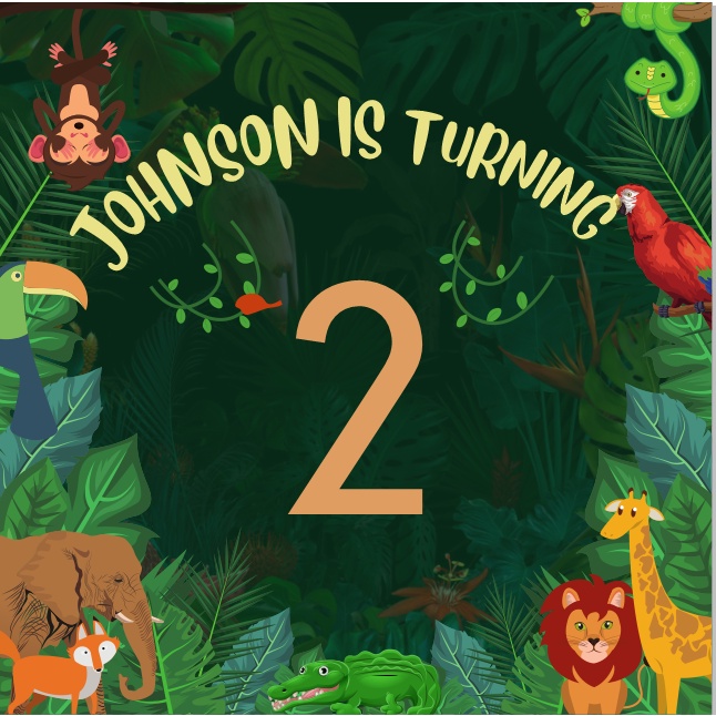 spanduk happy birhday animal binatang backdrop banner ulang tahun